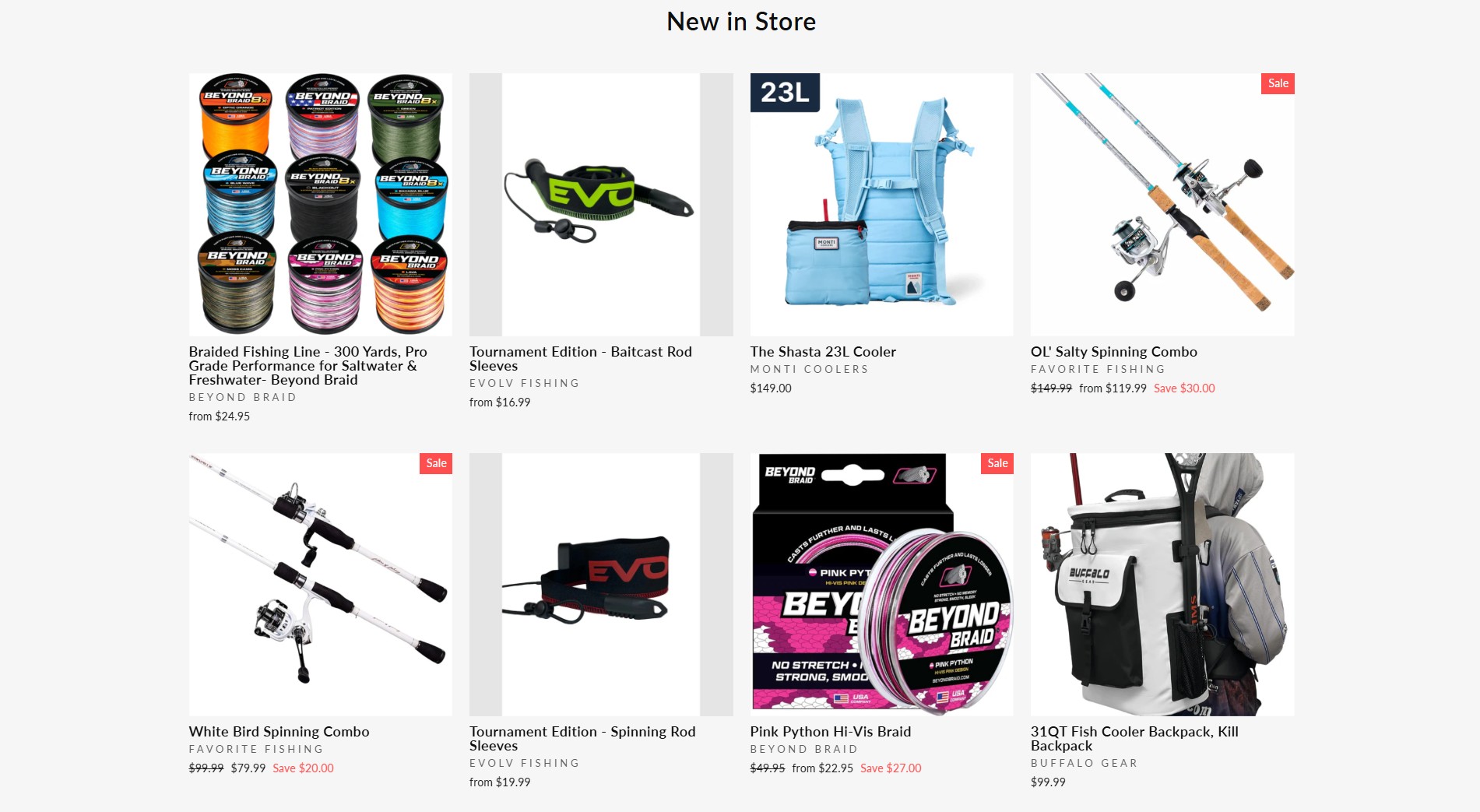 SportFishGear homepage and catalog view